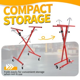 Gelacie Folding Bumper Rack Paint Stand Adjustable Height & Positions W/Casters Steel Powder Coated Red 200 LBS-Capacity