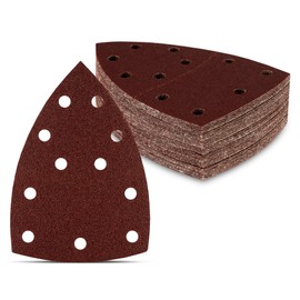Prio sanding triangles │ 60 pieces │ 11 holes │ 105 x 152 mm │ 10 x 40 / 60 / 80 / 120 / 180 / 240 │ for multi-sanders │ sanding sheets │ triangular sanding pads │ sandpaper