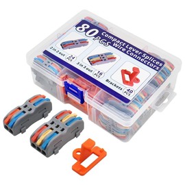 YQSIYU 80 Pcs Multi Wire Connectors, 28-12AWG Wire Splitter Connectors with Holder 2 in 2 Out, 3 in 3 Out Lever Nuts