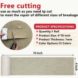Linen Repair Tape 4x70 Inch Self-Adhesive Couch Patch Repair Fabric Patch for Furniture,Sofas,Cushion,Chairs,Bags,Linen Goods(Oatmeal)