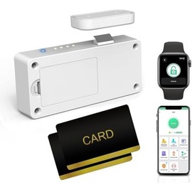 Cupboard Door Lock eLinkSmart Hidden Drawer Lock for Kitchen Pantry Furniture - Cabinet Lock with RFID Card NFC Bluetooth APP Child Safety Support Phone or Watch App