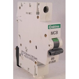 Crabtree B6 61/B06 MCB | Version with Switch in centre of MCB | White | Starbreaker Type B 6 Amp