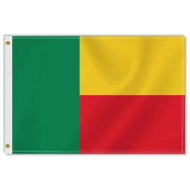 2×3 FT Benin Flag,Medium 60×90 CM Beninese Outdoor Banner,100D Decor,Doube Side Printing For Patio Garden With Brass Gromment