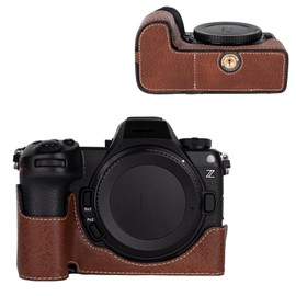 Protective Camera Case for Nikon Z6III Mirrorless Camera,For Nikon Z6 III Half Case with Soft Microfiber Inner For Nikon Z6 III Camera Cover Function Well 1/4"-20 Hole Retro PU Litchi Stria-Coffee