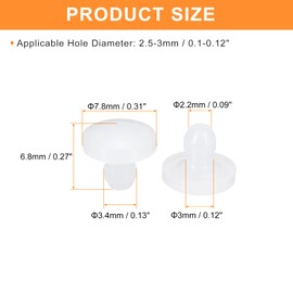 uxcell 26 Pcs Silicone Plugs, Rubber Round Snap in Locking Hole Plugs for 2.5-3mm Hole, Hole Stoppers Waterproof Hole Plug for Metal Tube, Furniture End Caps Inserts, Clear