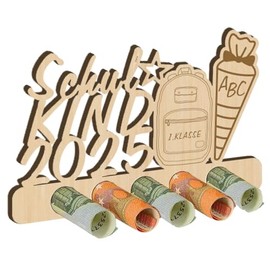 School Child Money Gift Wooden First Class Stand Design with ABC 123 School Cone First Day of School Money Gifts for Painting School Introduction Gift Idea