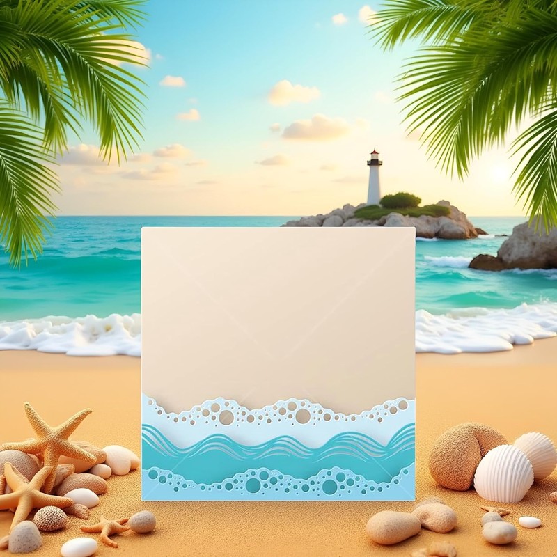 Ocean Beach Wave Metal Cutting Dies Set,Summer Stencil and Embossing