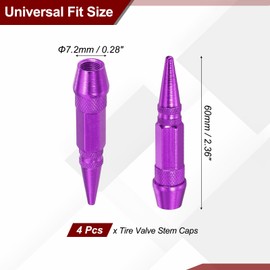 PATIKIL 4 Pcs 60mm Spiked Shape Tire Valve Stem Caps Car Wheel for Car Purple