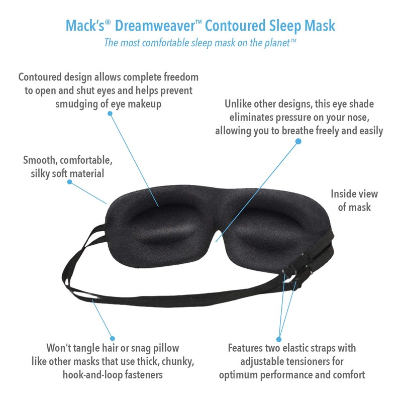 Mack's Dreamweaver Contoured Sleep Mask - Comfortable, Adjustable, Dual Strap