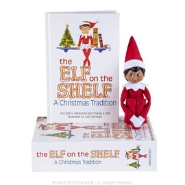 The Elf on The Shelf Scout Girl (Dark Tone/Brown Eyed Girl) Box Set, Storybook and Magifreez Rainbow Snow Pixie Accessory [Multi-Item Bundle]