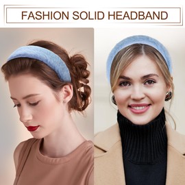 VOCOSTE Fluffy Fuzzy Headband, Solid Color Hair Band for Women, Plush Headband, Soft Fuzzy Hair Hoop Fashion Accessory, Blue