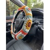 YDMZZB Steering Wheel Cover,Handmade Crochet Rainbow Sunflower Granny Square Steering