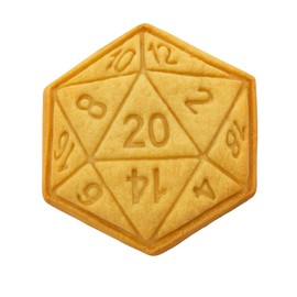 Mighty Gadget 20-Sided Dice Cookie Cutter & Stamp - 4x3.46" Geeky Fun for Game Night Baking (Random Color)