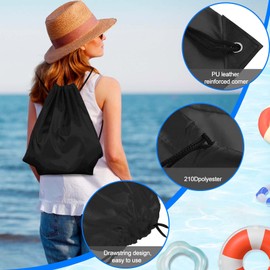 PLULON 2Pcs Drawstring Bags Bulk Black Drawstring Backpack String Backpack Cinch Sack Sport Gym Backpack Bags for Yoga Traveling Outdoor Sports