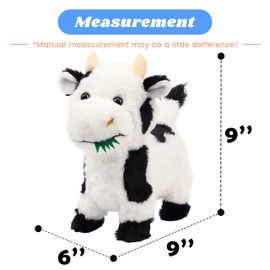 Hopearl Walking Cow Interactive Electronic Pet Singing Toy Remote Control Leash Animated Musical Nodding Moo Wagging Tail Touch Recognition Gifts for Toddlers Birthday, 9''