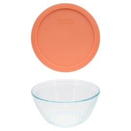 Pyrex (1 7402 6-Cup/1.5L Sculpted Glass Mixing Bowl and (1) 7402-PC 6/7-Cup Bahama Sunset Lid