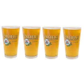 Pacifico Clara Beer Glasses, Traditional Pint Style, Set of 4