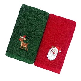 Dusenly 2pcs Christmas Hand Towels Red Green Christmas Bathroom Towel for Hand Face Gym Xmas Holiday Party Home Gift
