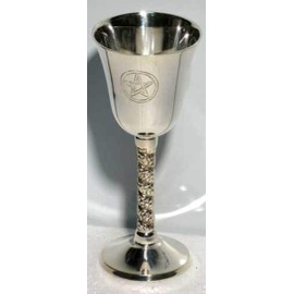 New Age Imports, Inc. Pentagram Chalice 5" High~ Silver Plated 100% Solid Brass