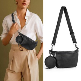 UTO Travel Backpack Womens Ladies Laptop Rucksack Bag with Detachable Waist Pack Coin Purse Vegan Leather Pure Black