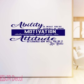 Ability, Motivation, Attitude - quote wall stickers inspirational, Removable DIY Vinyl Wall Decals, Vinyl Wall Art Stickers for Office, gym, school, home