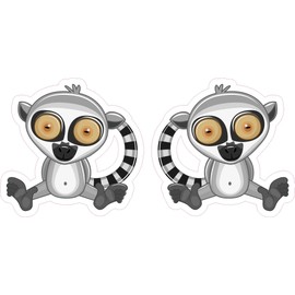 StickerTalk Lemur Vinyl Stickers, 1 Sheet of 2 Stickers, 3 inches by 3 inches Each