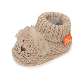 COLLOKY Fleece Baby Booties Warm, Cozy, & Soft Slippers for Newborns - Easy to Put On, Non-Slip, Adjustable Fit - Ideal Shoes for Boys & Girls - The Perfect Thoughtful Gift for Infants - Beige