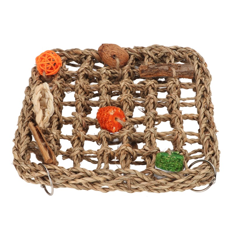 Bird Foraging Wall Toy Boredom Relief Seagrass Hand Woven Parrot