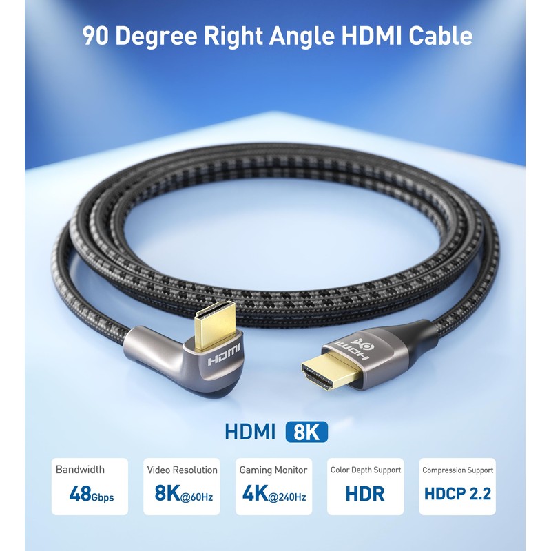 Cable Matters 48Gbps Ultra HD 8K Right Angle HDMI Cable
