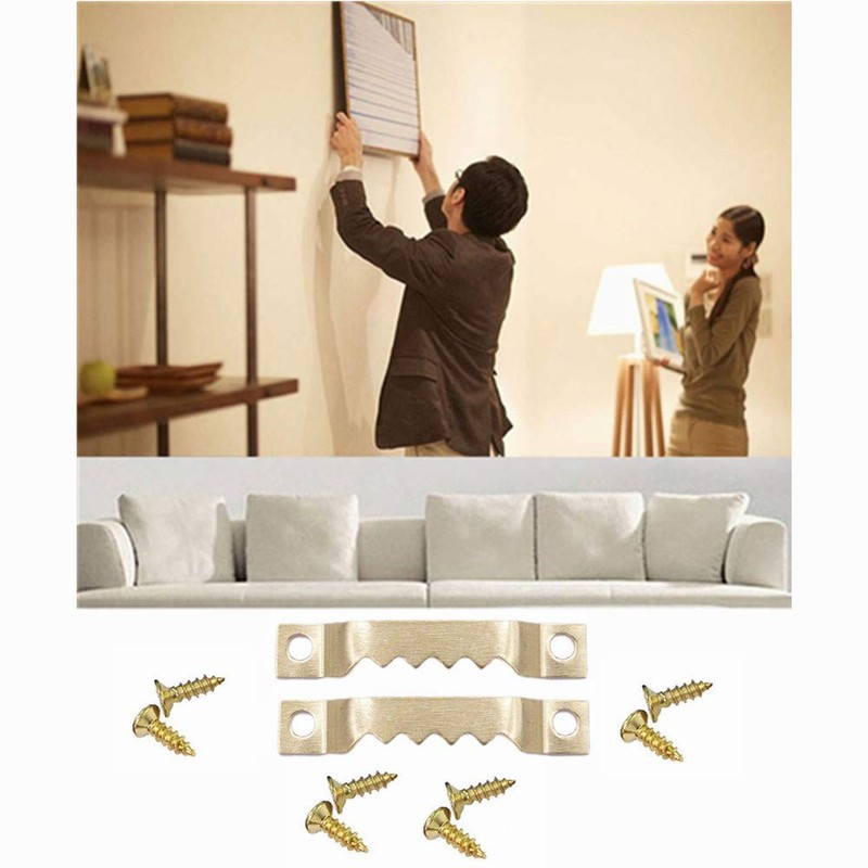 100 Pack Small Sawtooth Picture Hangers with 200 Screws Metal