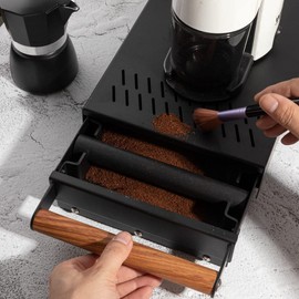 PACKGILO Espresso Knock Box Drawer with Handle Coffee Grounds Container Stainless Steel Coffee Knock Box Accessories (BLACK)