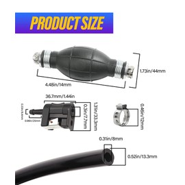 6FT Boat Motor Fuel Line Hose with Primer Bulb Steel Hose Clamps,Universal ID 5/16" Boat Fuel Line Assembly Kit,Compatible with Outboard RVs Tractors Caravans Boats Fuel Line