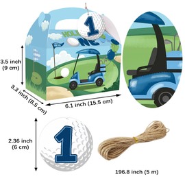 HAPPARTY 24 Set Golf Hole In One Goodie Treat Gift Boxes with Thank You Tags for Golf 1st Birthday Party Favor Decorations Supplies