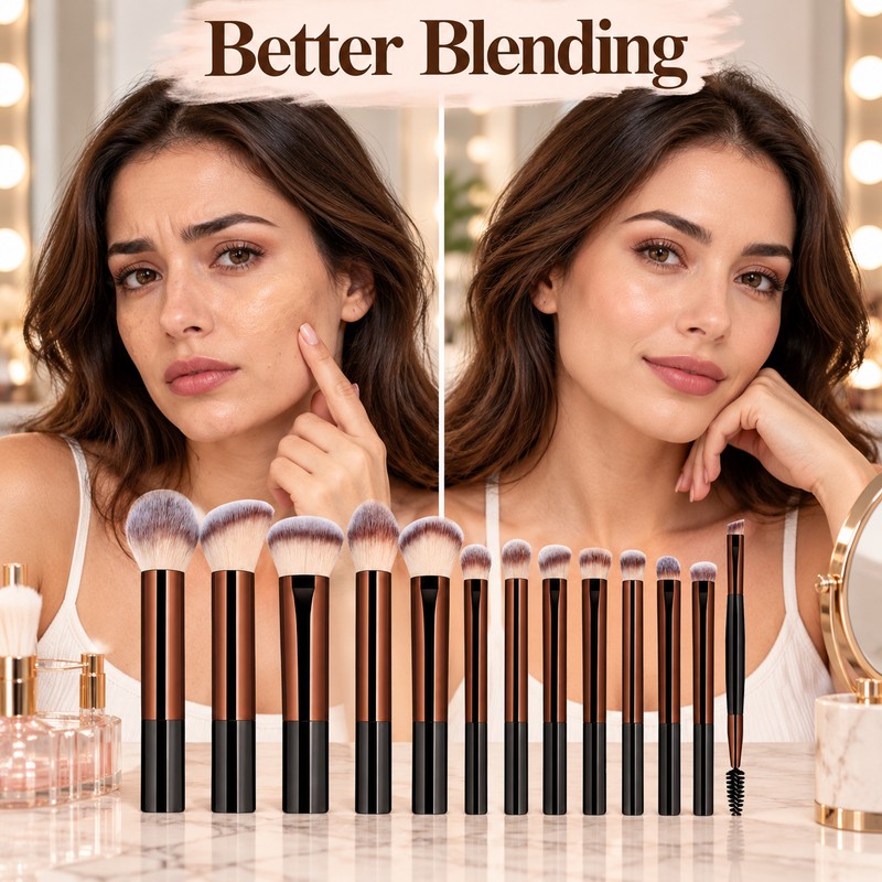 13-Piece Makeup Brush Set for Face & Eye Makeup –