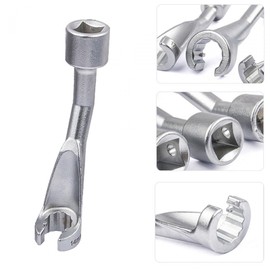 TENOL 1/2" Drive Fuel Line Socket L Type Fuel Line Socket Wrench Double Ended Durable Hand Tools 1/2" Fuel Line Socket Nut Wrench, 14mm