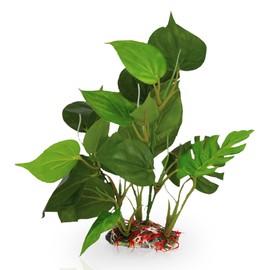 SunGrow Plastic Leaf Plant, Heavy-Duty Ceramic Base, Hiding Spot for Fish, Betta, Angelfish, Gold Fish, Frog, Python, Reptiles, Amphibians (10 Inches, 2 Pcs)