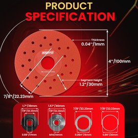 Kraffo Diamond Glass Cutting Disc for Angle Grinder 4" X 7/8" - Ultra-Thin Blade Wheel for Glass, Ceramic, Tile, Marble, Jade, Wine Bottle, Crystal, M14 Grinder Lock Nut 2pcs