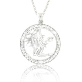 PAVELS Women's Zodiac Sign Necklace Virgin Made of Genuine 925 Silver with Shiny Zirconia in AAA Quality from the Eclipse Collection Including Jewellery Box and Certificate of Authenticity, Silver,
