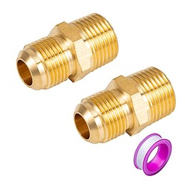 Breezliy 2 PCS Brass Tube Fitting , Half Union Gas Adapter 1/2" Flare x 1/2" NPT Male Pipe