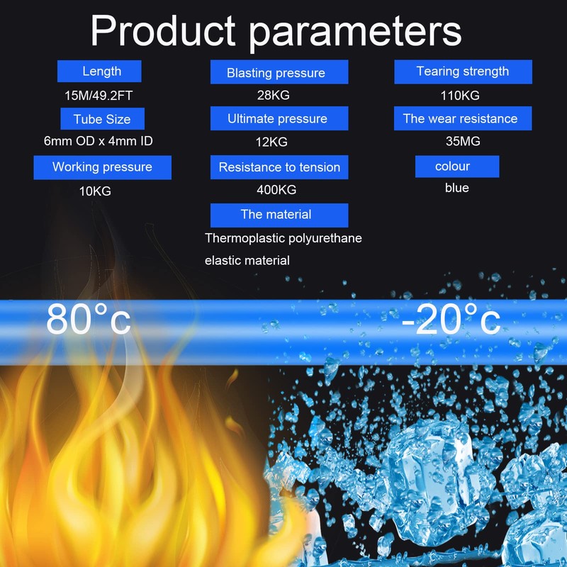 1/4" OD Air line 1/4" Pneumatic hose 50ft OD 1/4"