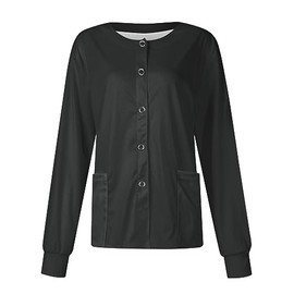 Plus Size Women's Long Sleeve Fleece Scrub Jackets for Nurses