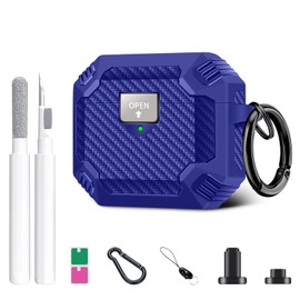 Maxjoy for AirPods 3rd Generation Case Cover with Cleaner Kit Set(10-in-1), Full Body Rugged Hard Shell Protective Case for AirPods 3 Case,Front LED Visible,Blue