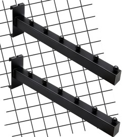 Baerkian- Ganchos de cascada de 12.6 pulgadas, ganchos de exhibición para paneles de pared de rejilla, accesorio de pared de rejilla para almacenamiento de ropa, tienda minorista, cochera (2 paquetes