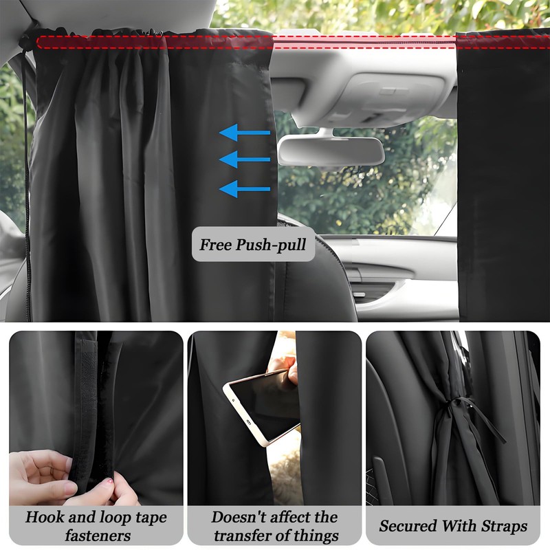 HIAHXC 3 Pcs Car Window Shades for Baby Removable Universal