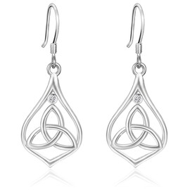 UYBNRK Celtic Earrings for Women Irish Jewelry 925 Sterling Silver Dangle Earrings Vintage Celtic Knot Earrings Zirconia Pendant Vintage Jewelry Gifts for Women