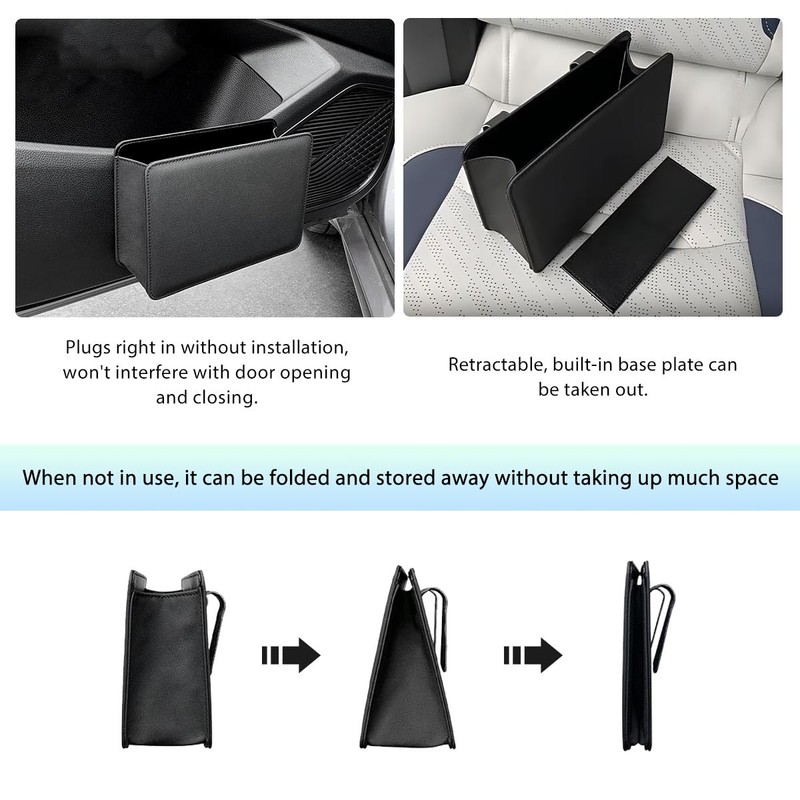 FSTURIOS Car Trash Can, Waterproof Leather Hanging Storage Container Vehicle