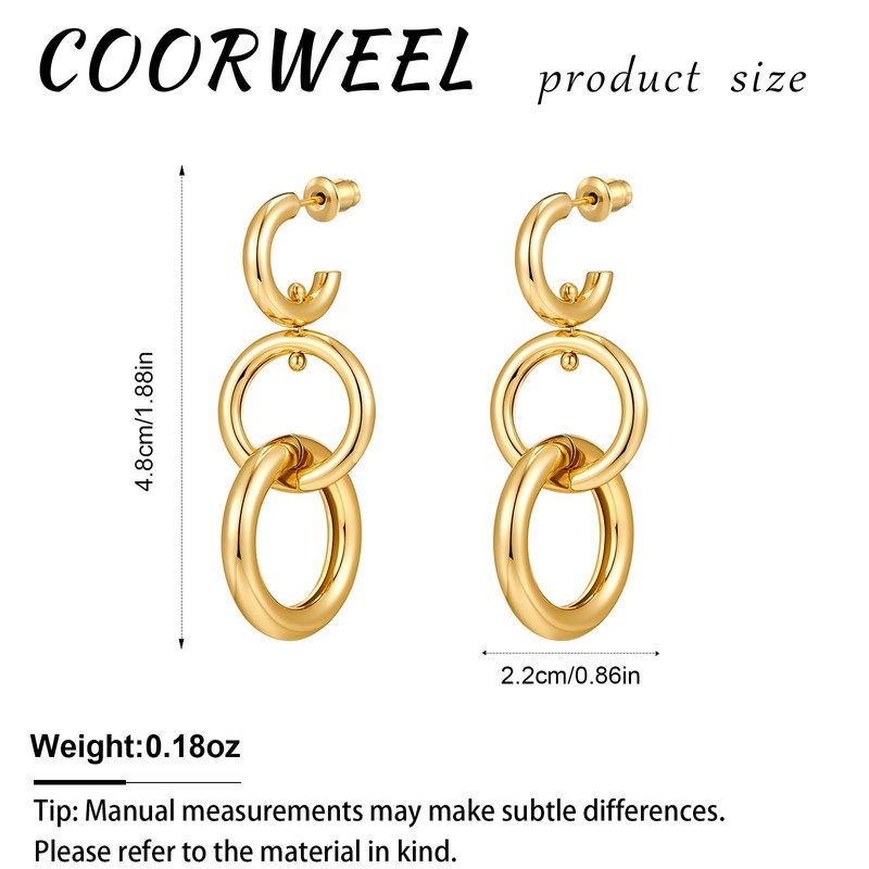 COORWEEL 14K Gold Circles Dangle Drop Earrings for Women Trendy