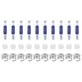 sourcing map 10Set 15x11.5mm Furniture Cam Lock Fitting with 6x40mm Dowel Fasteners, 3-in-1 Metal Furniture Board Connecting Screws Bolts Assortment Kit for Cabinets Chairs Drawer, Blue