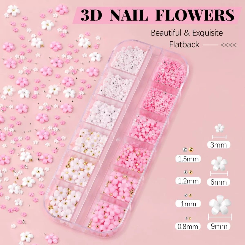 BELLEBO Dijes Para Uñas 3d Pegamento De Gel Kit De