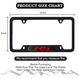 2 Pack Black License Plate Frames for Camaro RS License Plate Holder for Camaro RS Premium Aluminum Alloy Weather Proof License Plate Covers with Screw Caps Cover Set Car Accessories(for rs)